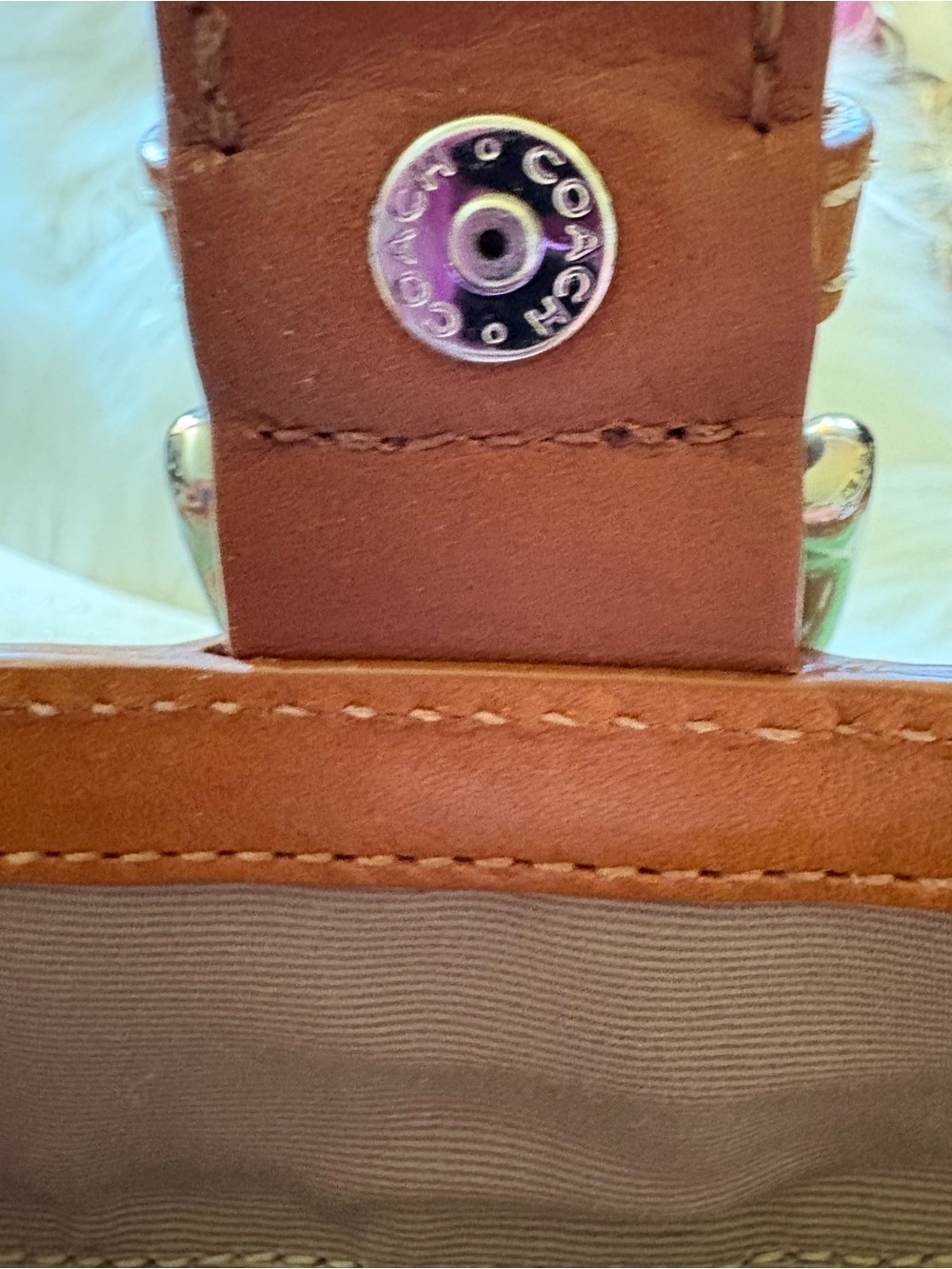 VINTAGE COACH Y2K GREEN SIGNATURE C SOHO JACQUARD AND LEATHER WRISTLET & KEYFOB - Picture 10 of 14